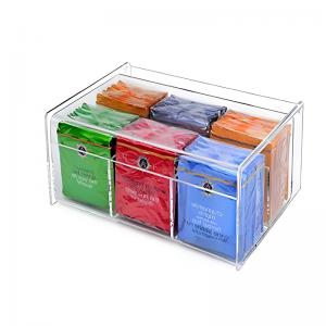 亚马逊热销亚克力茶包盒六格透明塑料带盖多用途茶包礼盒酒店套装